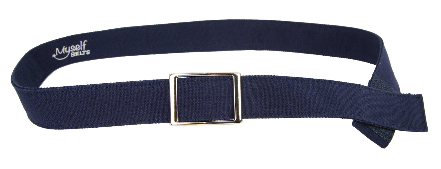 Adult Easy Velcro Unisex Belt with Faux Buckle - NAVY