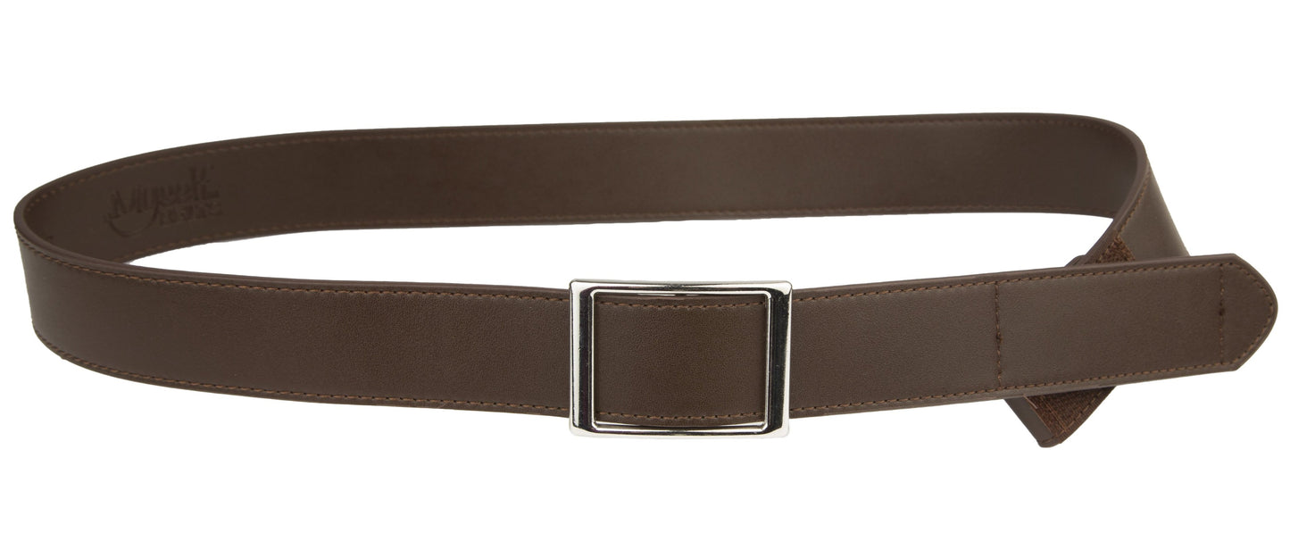 Genuine Leather Easy Velcro Belt with Faux Buckle - BLACK/BROWN