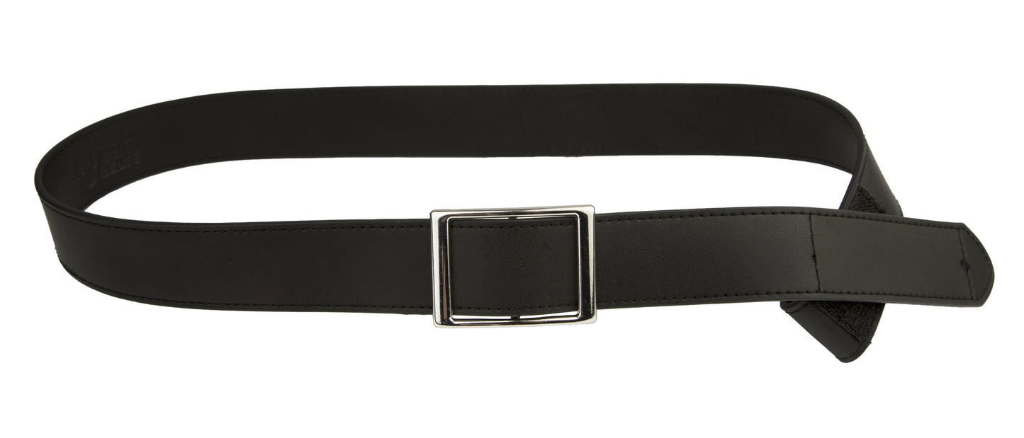 Genuine Leather Easy Velcro Belt with Faux Buckle - BLACK/BROWN