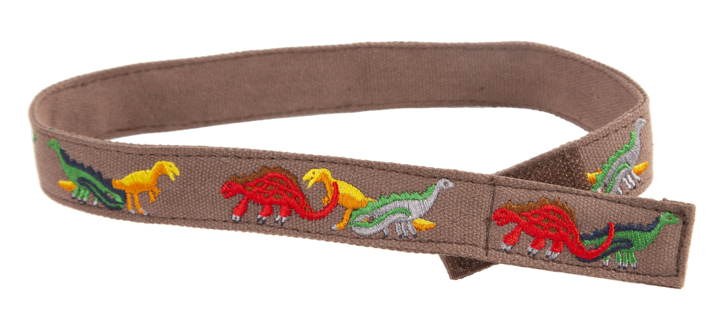 Brown Dino Toddler/Boys Belt - Easy Fasten - Buckle Included