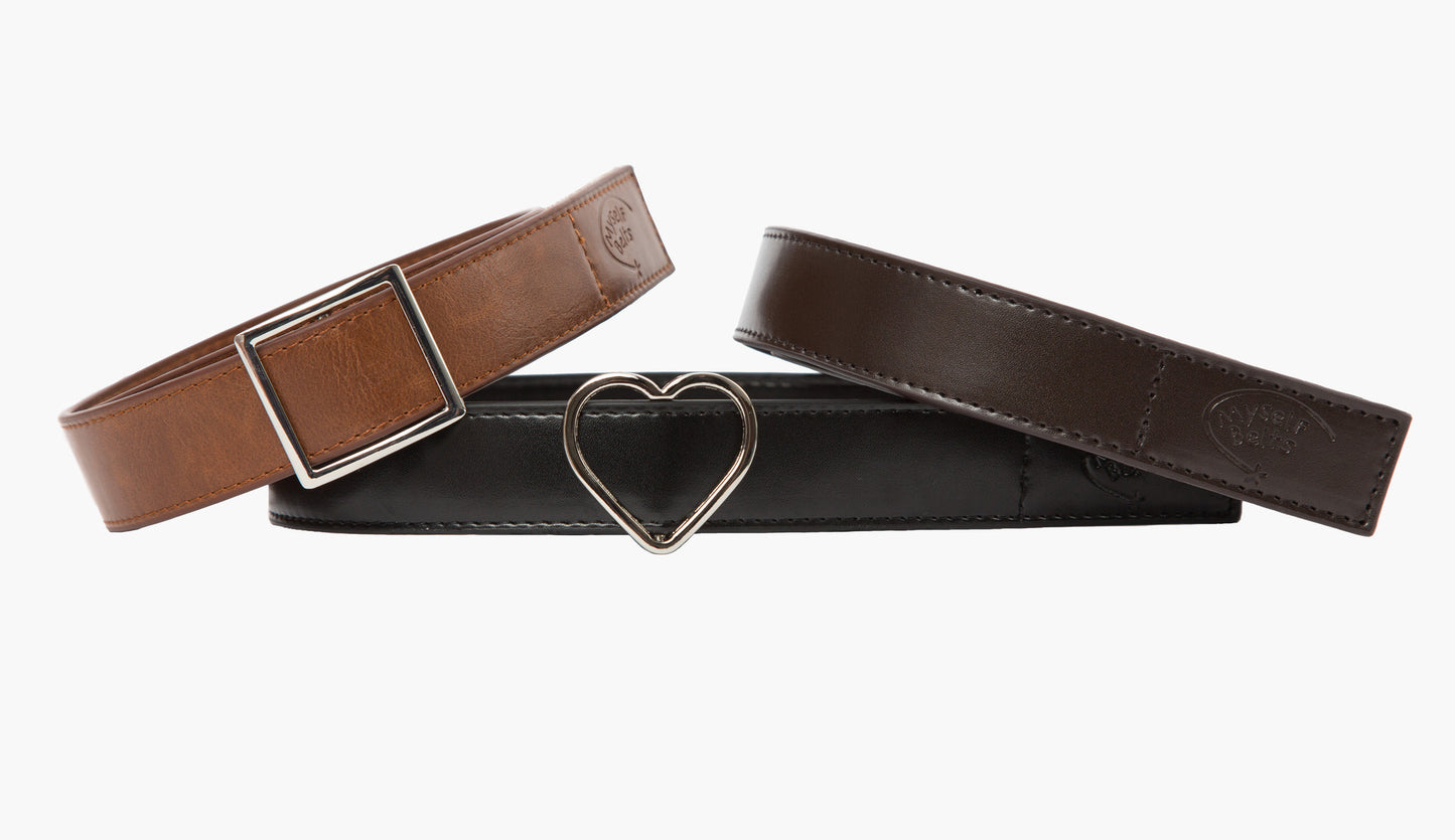 Leather - Black, Dark Brown, Light Brown Toddler/Girls/Boys Belt - Easy Fasten - Buckle Included